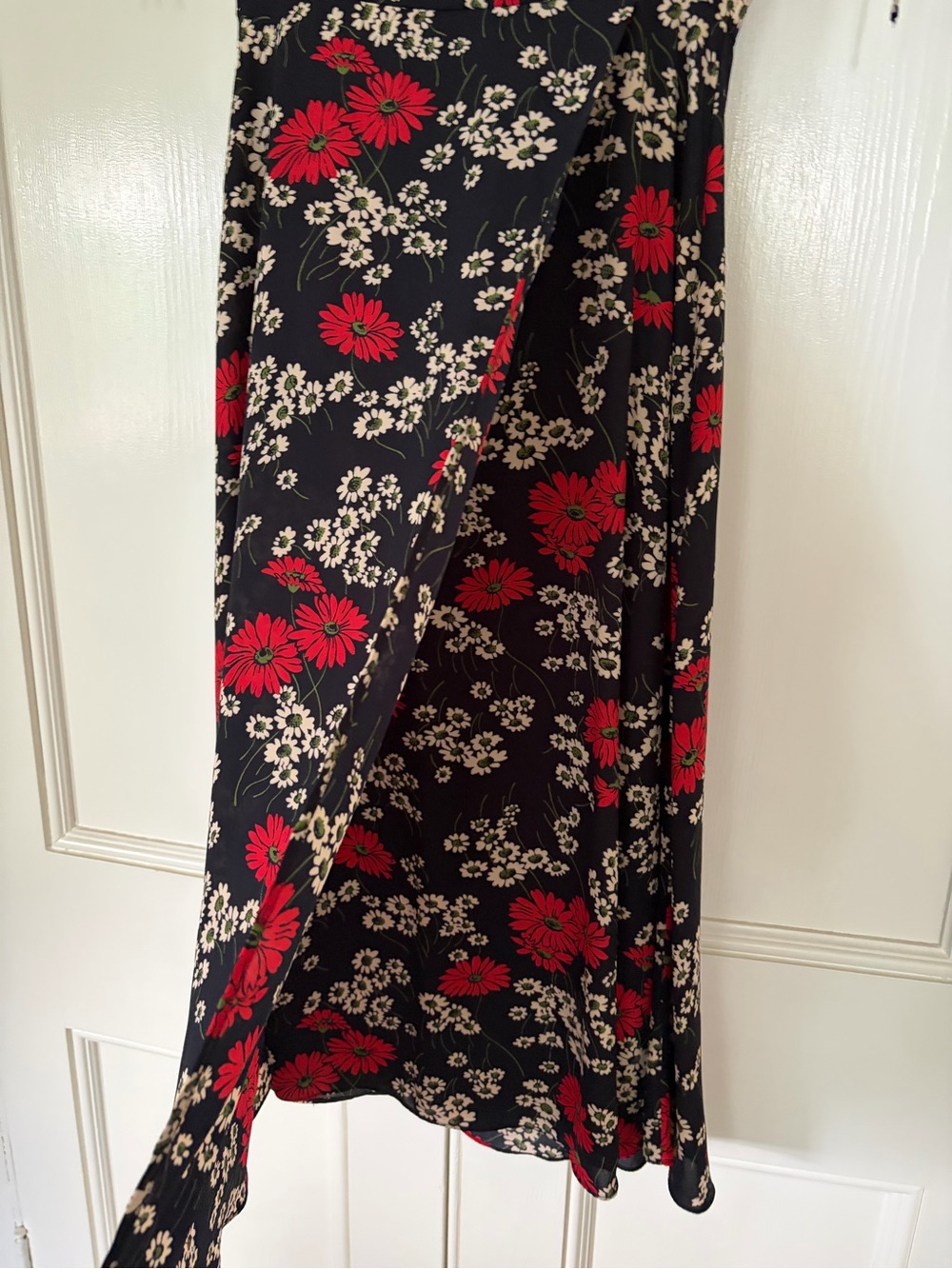 Madewell Navy Blue Midi Dress with Red & Cream Floral Print - Picture 3 of 5